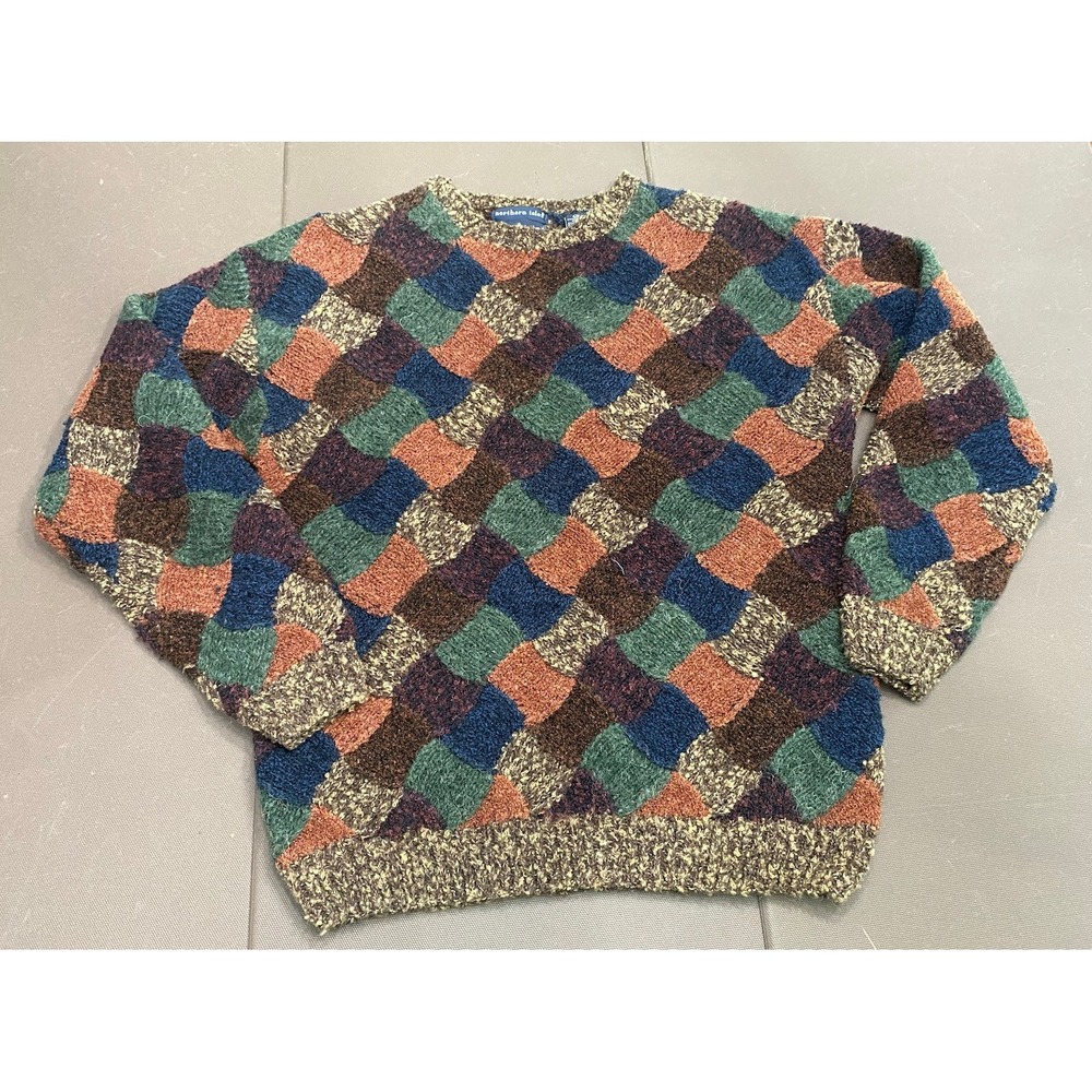 Northern Isles Sweater Large VTG Geometric 90s 3D Knit Streetwear Grunge Hip Hop